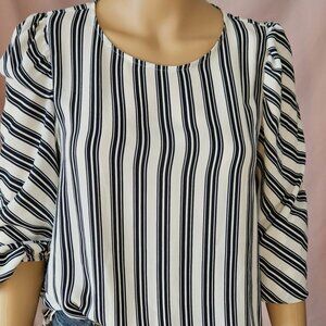 Loft Blue/White Striped Blouse